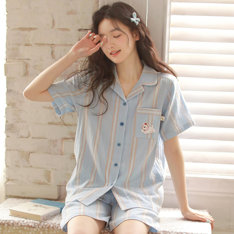 2025 New Couple Pajamas Short-sleeved Shorts High-end Sense Cotton Cotton Simple Casual Home Clothes suit