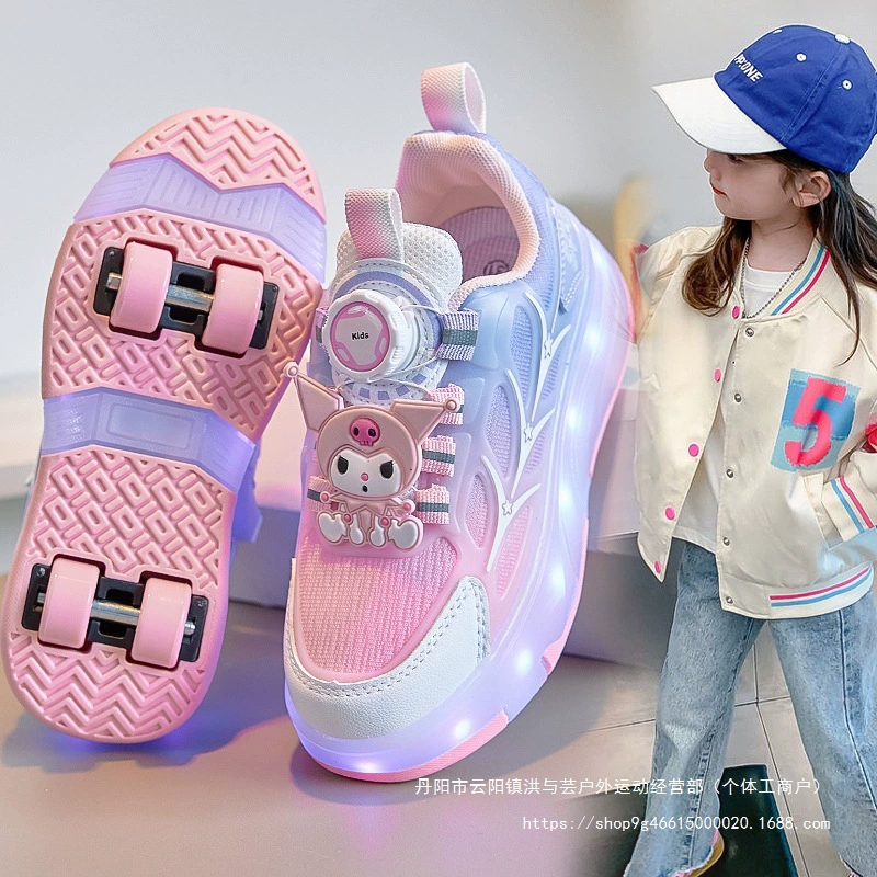Четырехколесная обувь Heelys для девочек, роликовые туфли, яркая легкая обувь, новый осенний стиль, детские роликовые коньки среднего и большого размера, детские колеса оптом