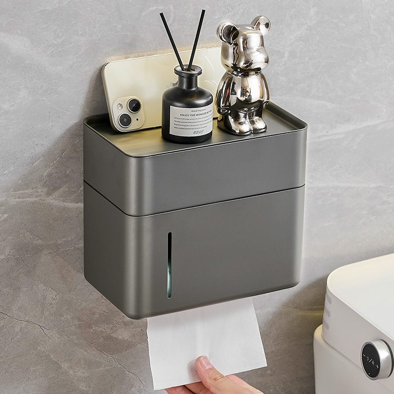Bathroom Toilet Paper Box Punch-Free Waterproof Toilet Paper Box Wall-Mounted Roll Paper Holder Bathroom Toilet Paper Storage Rack