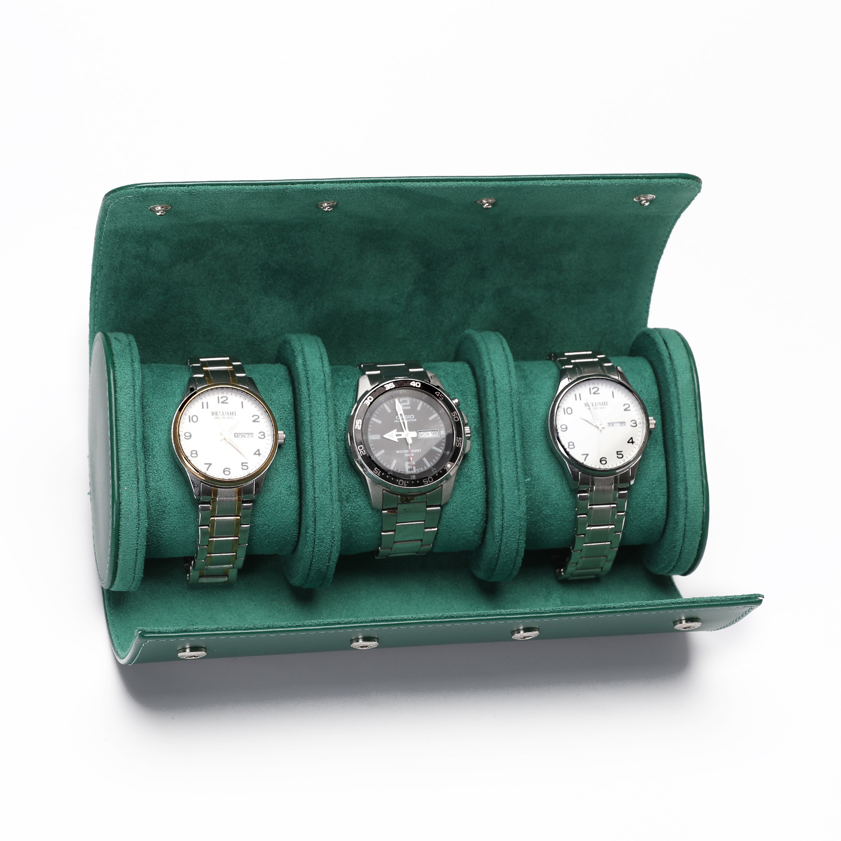 진한 녹색 3위치 시계 상자