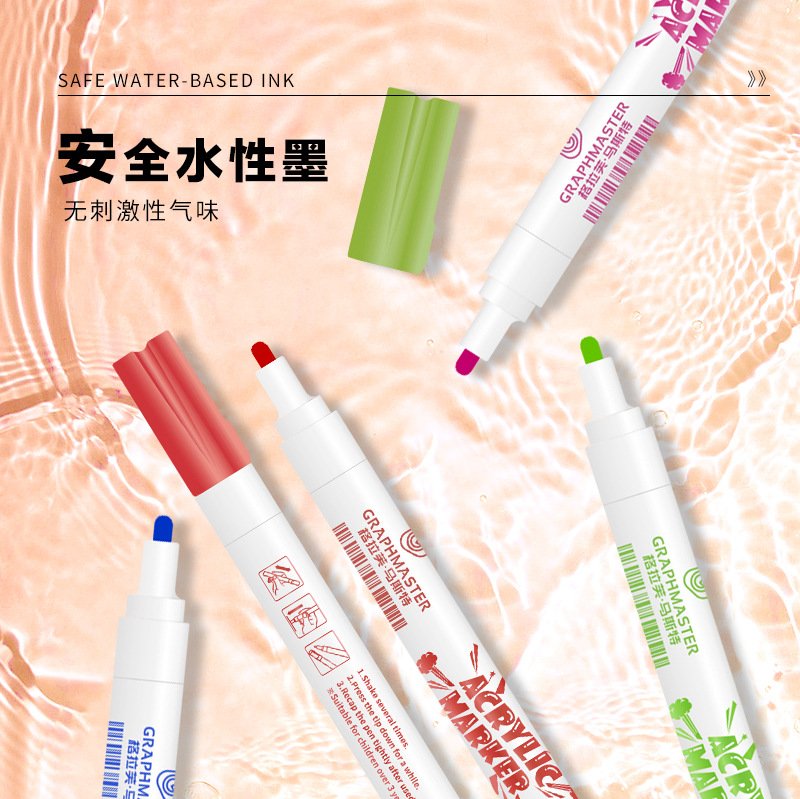 Stargm5030 barril marcador de acrílico a base de agua de 24 colores de 36 colores grafumaster estilo de estudiante insípido