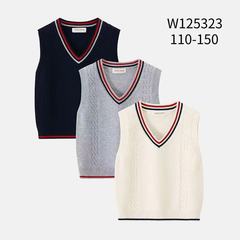 V ネック子供ニットベストトッププルオーバーボトリングシャツ 2025 新しい韓国スタイル子供服学生セーター卸売