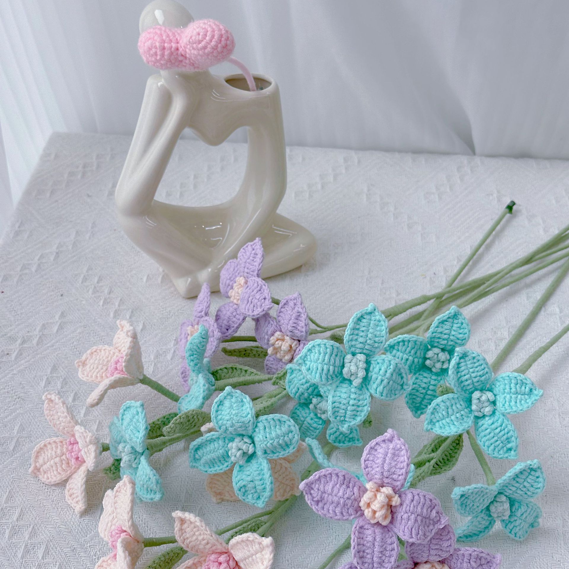 Hand-crocheted Finished Flower Sizhao Flower Artificial Flower Hand-crocheted Flower Artwork Diy Flower
