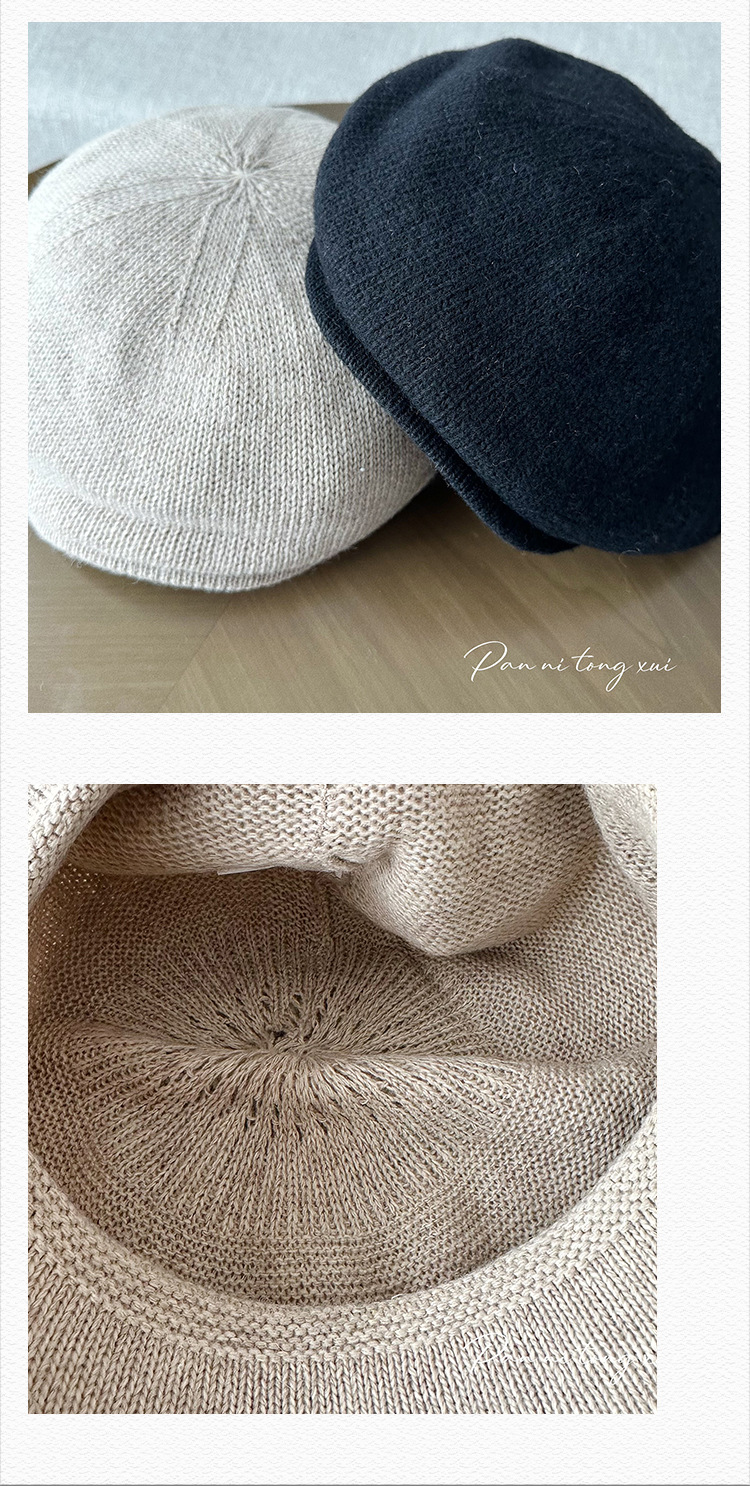 Unisex Solid Knit Beret For Autumn And Winter Retro Style Hat_voghion.com