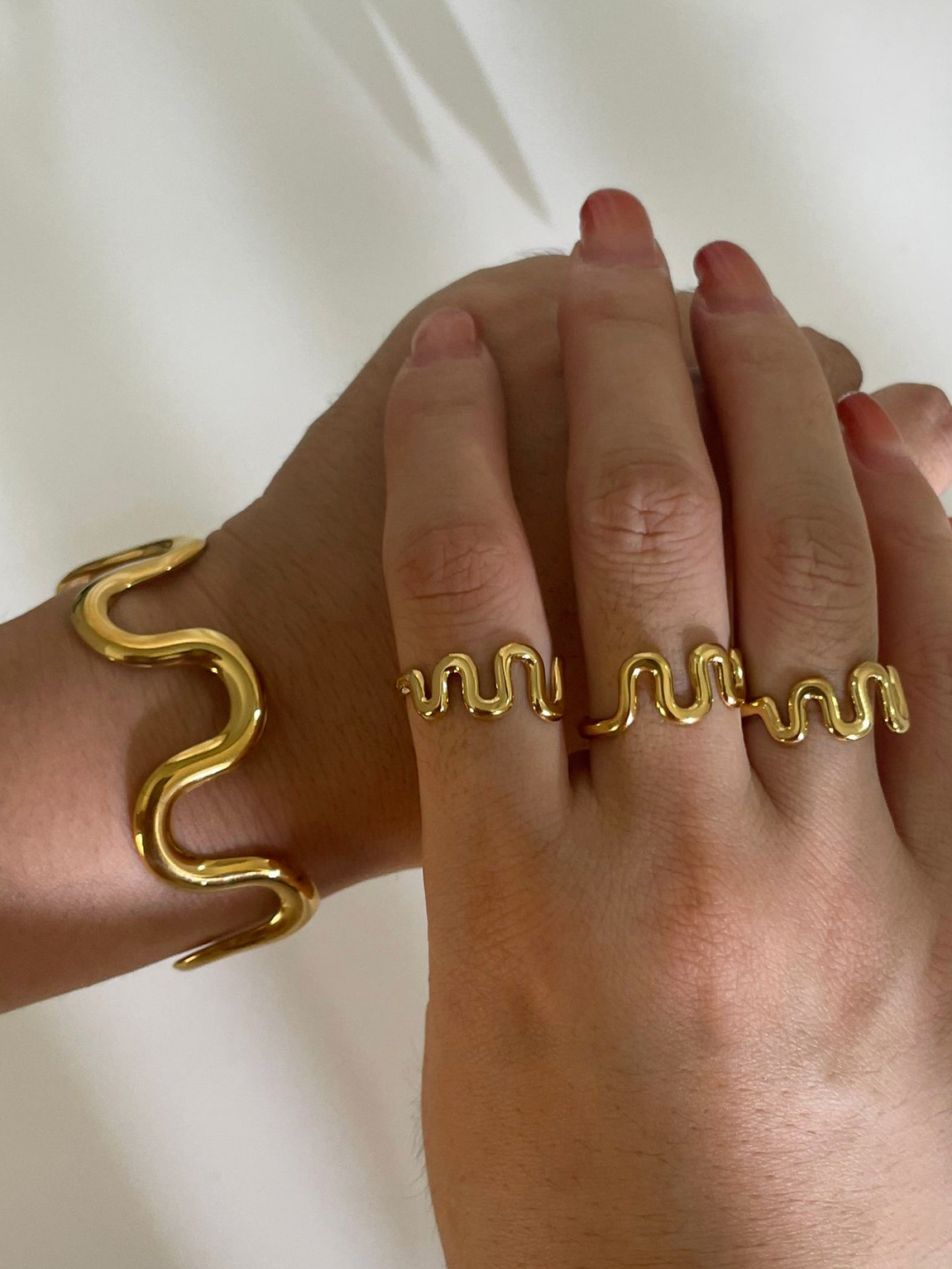 0.03µm-0.05µm Gold Plating Thickness PVD Coated Real Gold Plated Geometric 304 Stainless Steel Vintage Style Simple Style Waterproof Non Tarnish Surgical Steel Jewelry Set