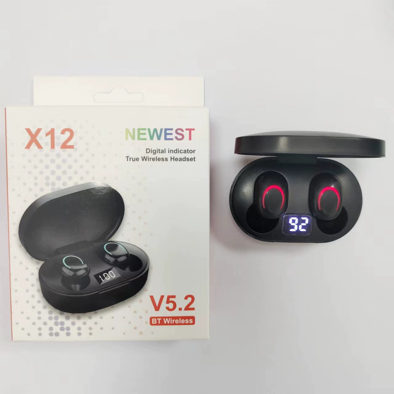 Беспроводные наушники X12, Bluetooth с «смайликом», компактный зарядный кейс, 6,7×4,8×2,9 см