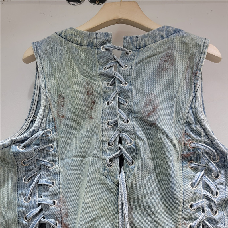 Europa y los Estados Unidos 206 principios de primavera nuevo diseño sin mangas botón único cuello en V retro chaleco de correa