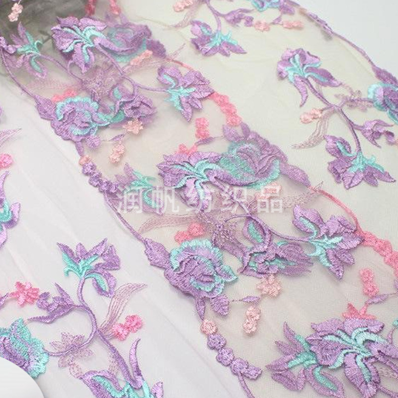 Accesorios de encaje hechos a mano cortinas DIY material textil multicolor tela de malla bordada ropa interior tela