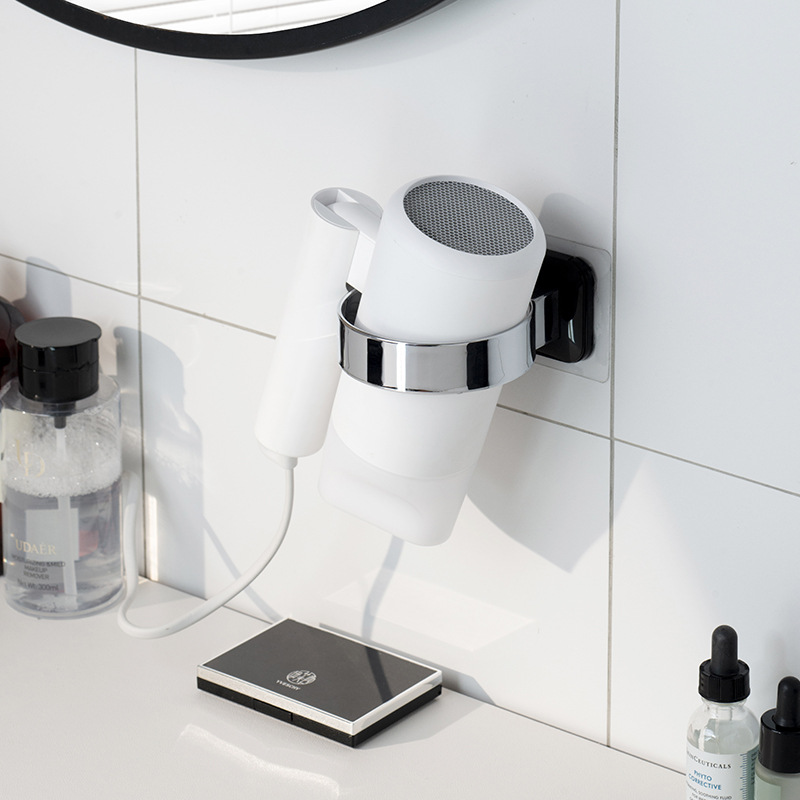 Transfronterizo dedicado secador de pelo rack baño Baño ponche libre de pared de almacenamiento adhesivo soporte de plástico rack de almacenamiento