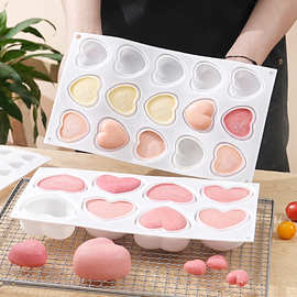 爱心形慕斯硅胶模具35连手工巧克力甜品蛋糕15流心馅家用烘焙工具