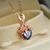 Fashionable pendant heart shaped, diamond necklace, tourmaline crystal, accessory, jewelry, Birthday gift, wholesale