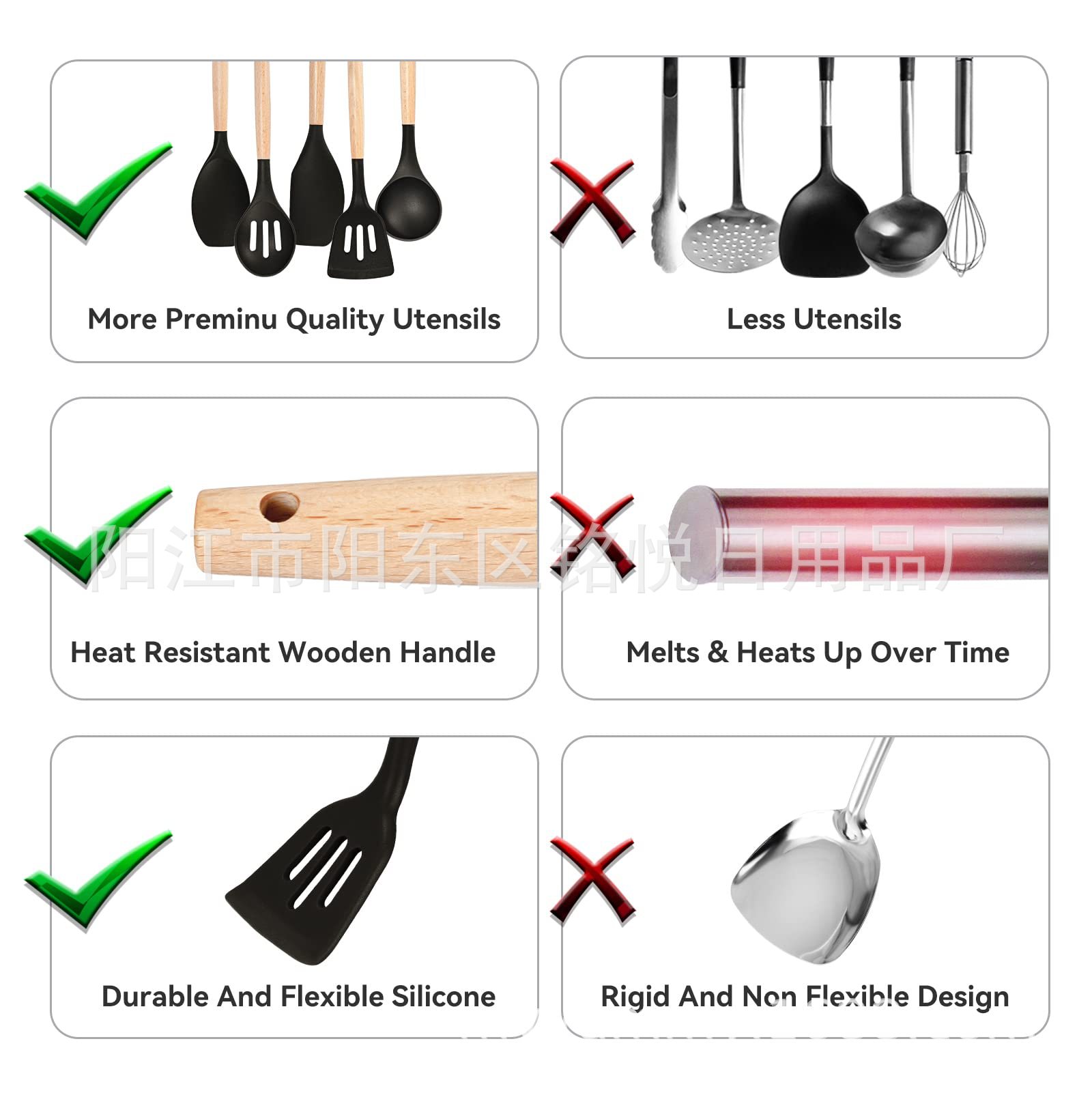 Cuchara de silicona con mango de madera, juego de utensilios de cocina, combinación de cuchillos, cuchara resistente a altas temperaturas, sartén antiadherente, cubo de almacenamiento, juego de 25 piezas para el hogar