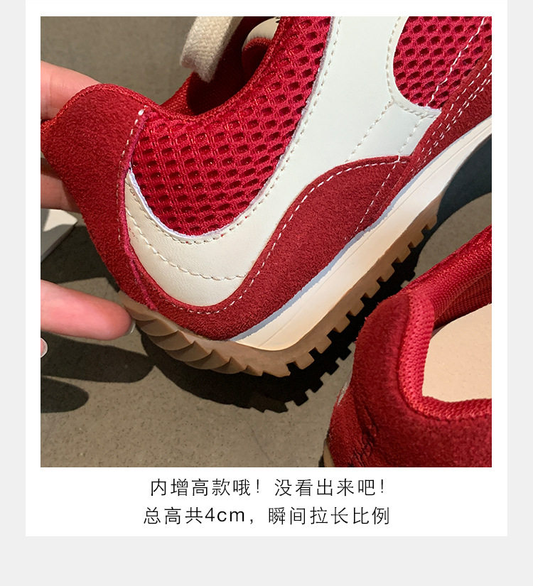 Giày sneaker nữ da bò lưới thân thấp dây buộc gót ẩn 6 cm — Đen (Gót ẩn 6CM) - Còn hàng, Đỏ (Gót ẩn 6CM) - Còn hàng chi tiết 11