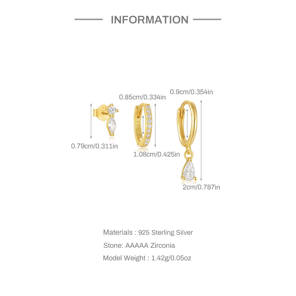 5g Weight 925 Sterling Silver Ear Needle Material Earrings Classification 3 Pieces Quantity Holiday, Travel, Selfie Occasion 925 Sterling Silver Material Geometric, Star Pattern Women's Gender Plating Design Simple Style Style 3 Pieces 925 Sterling Silver Geometric Star Earrings 4