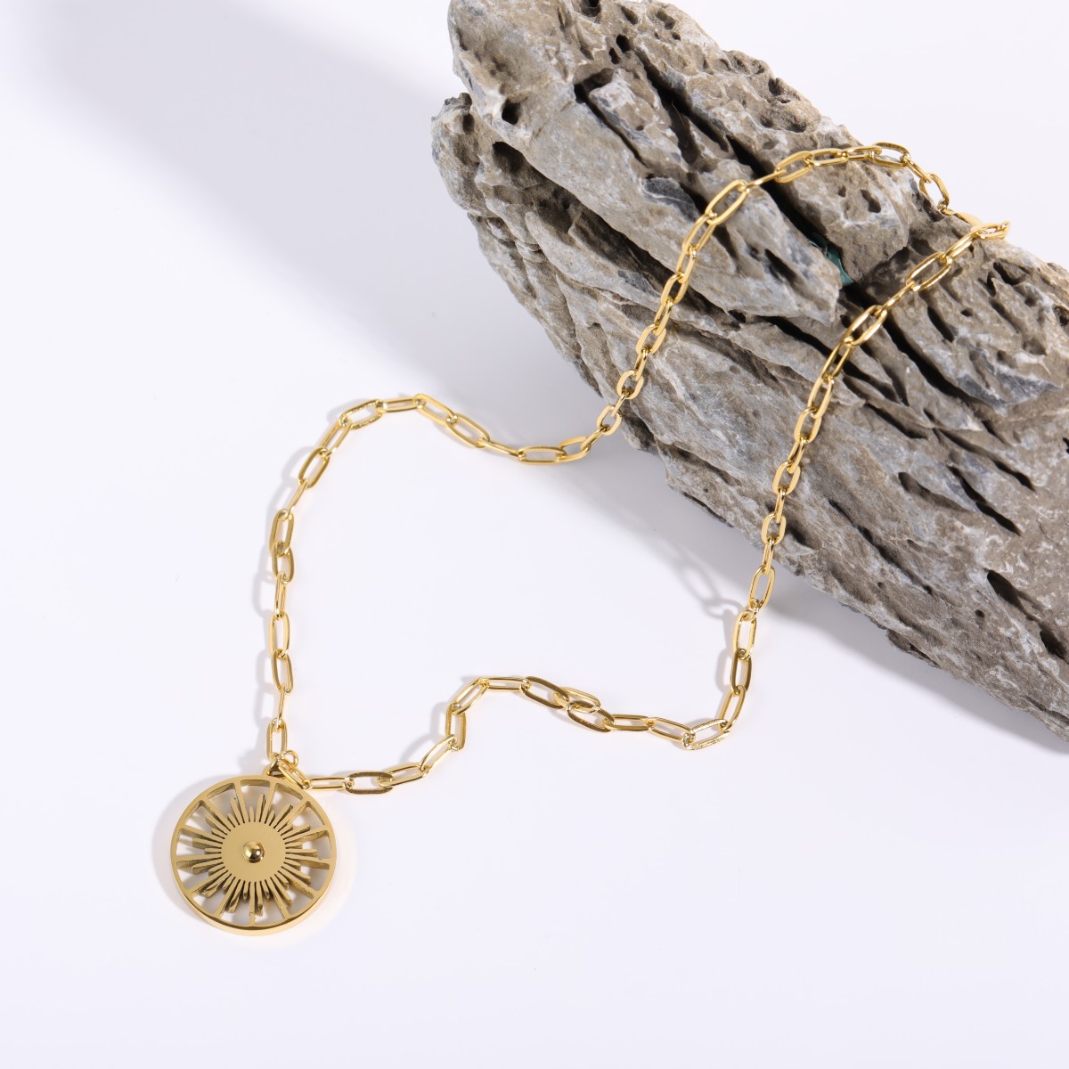 Unisex Fashion Shell Gear Titanium Steel Shell Necklace Gold Plated Stainless Steel Necklaces