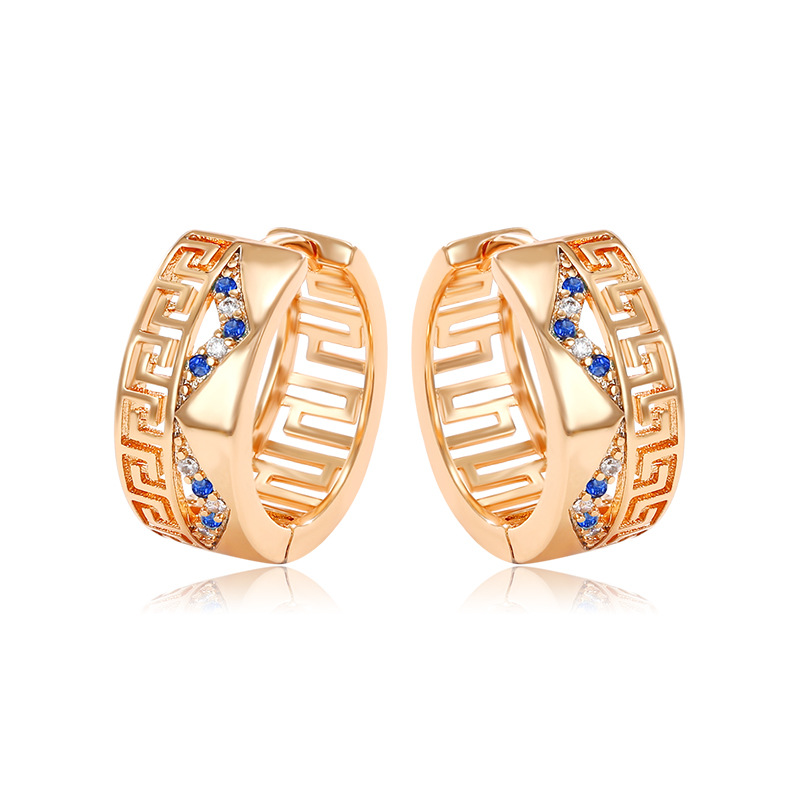 Xuping joyería artificial joya con incrustaciones gran muralla patrón vintage pendientes 18k chapado en oro pendientes de alta calidad para las mujeres