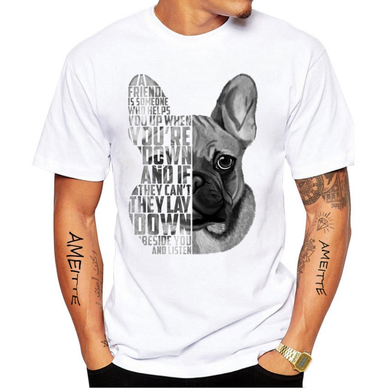 Men's Cartoon Fun Dog Print Short-Sleeve Crew Neck Shirt - Cross-Border Amazon/Wish Supplier (Europe and America)