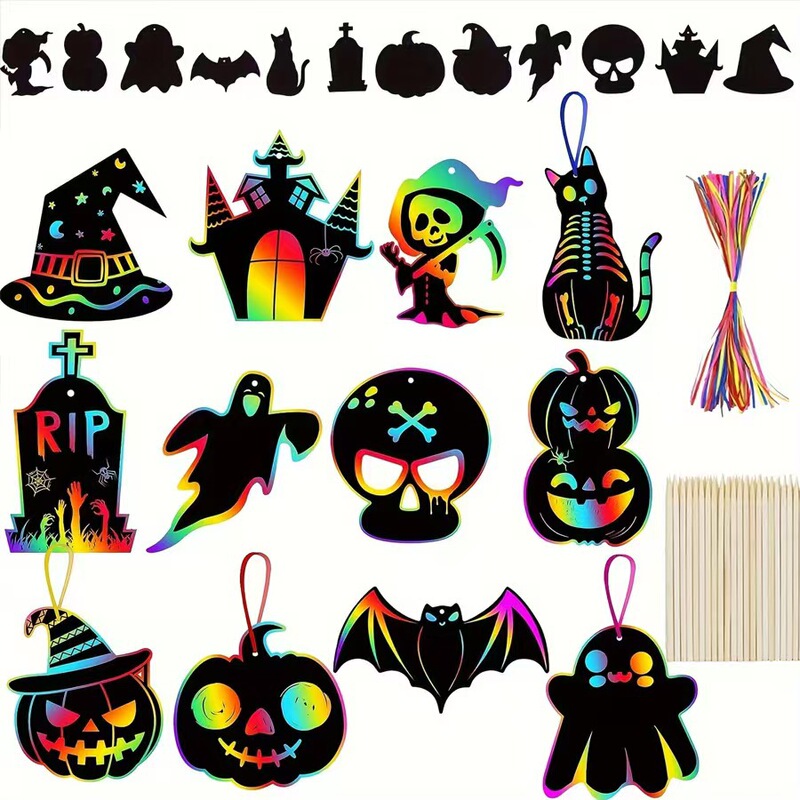 外国貿易工場ハロウィーンDIYスクラッチ紙異形スクラッチ動物装飾子供クリスマススクラッチ画卸売り|undefined