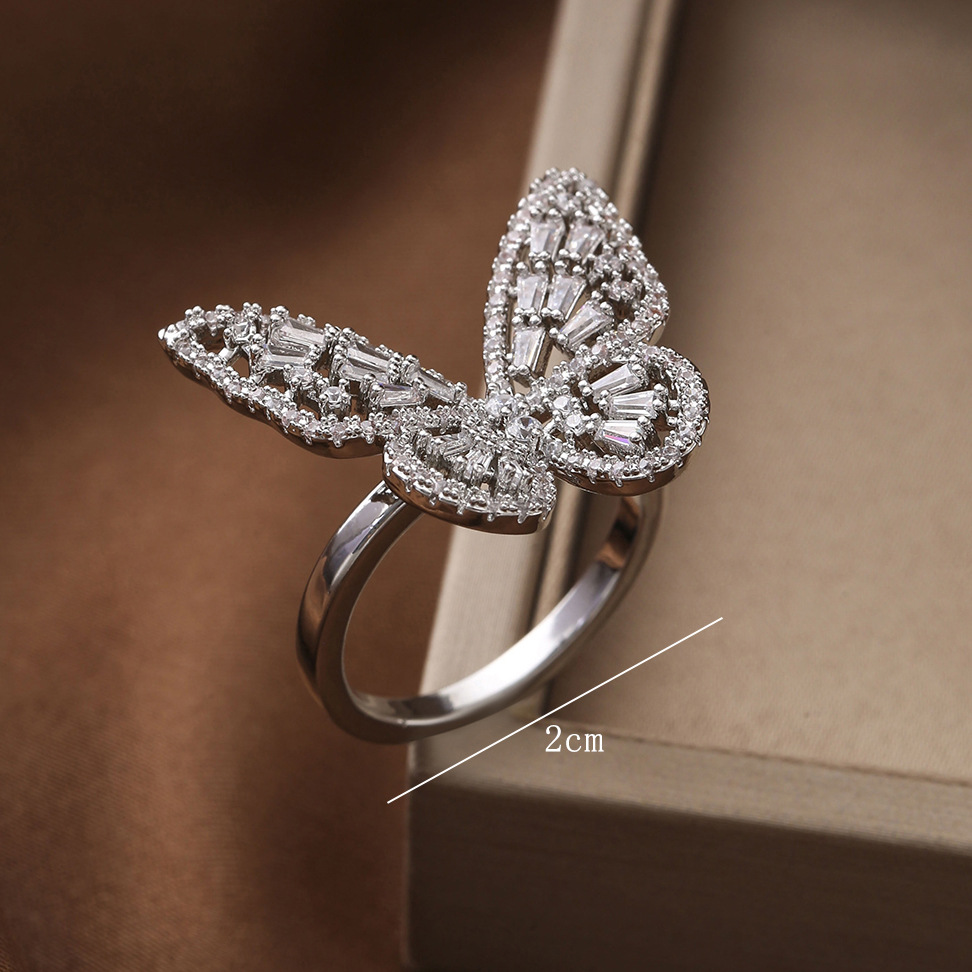 Copper Elegant Lady Classic Style Plating Butterfly Open Rings display picture 1