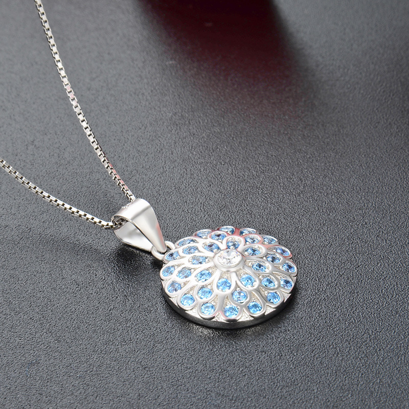 925 flores de plata esterlina micro collar de diamantes mujeres transfronterizas europeas y estadounidenses moda temperamento corto colgante redondo cadena clavícula