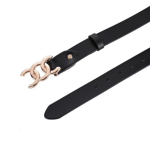 New women's genuine leather belt, versatile decorative belt for suit pants, women's cowhide vintage waist-cinching black belt—wholesale