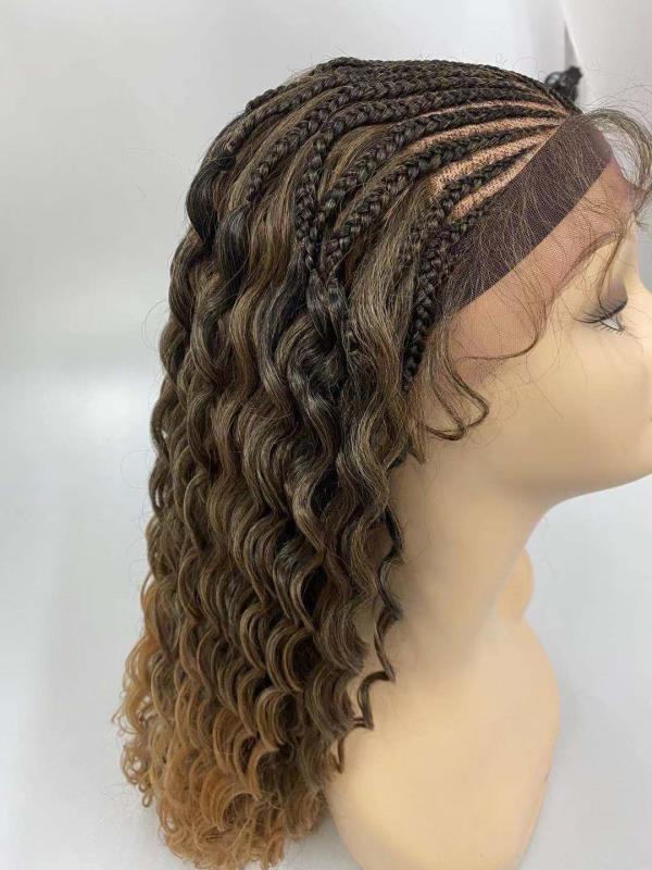 Pelucas de encaje delantera de cuatro trenzas de hueso de pescado trenzas de seda japonesa trenzadas de encaje 4 platLW0424