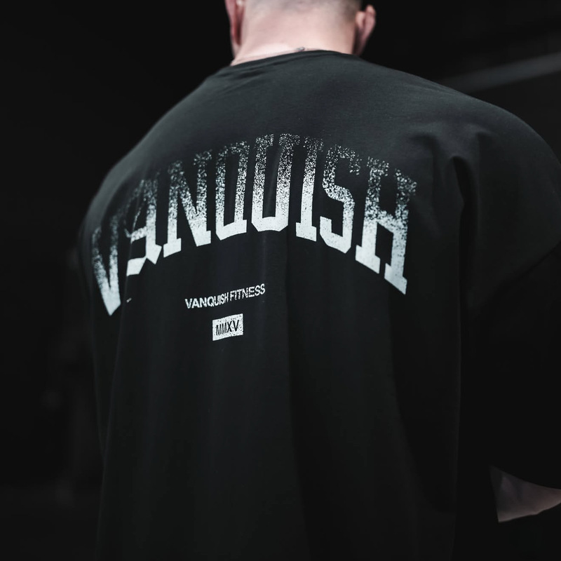 American Fitness Vanquish Gradient Letter Short-Sleeved T-Shirt Men's Pure Cotton Loose Training Sports Casual Top American Fitness Vanquish Gradient Letter Short-Sleeved T-Shirt Men's Pure Cotton Loose Training Sports Casual Top