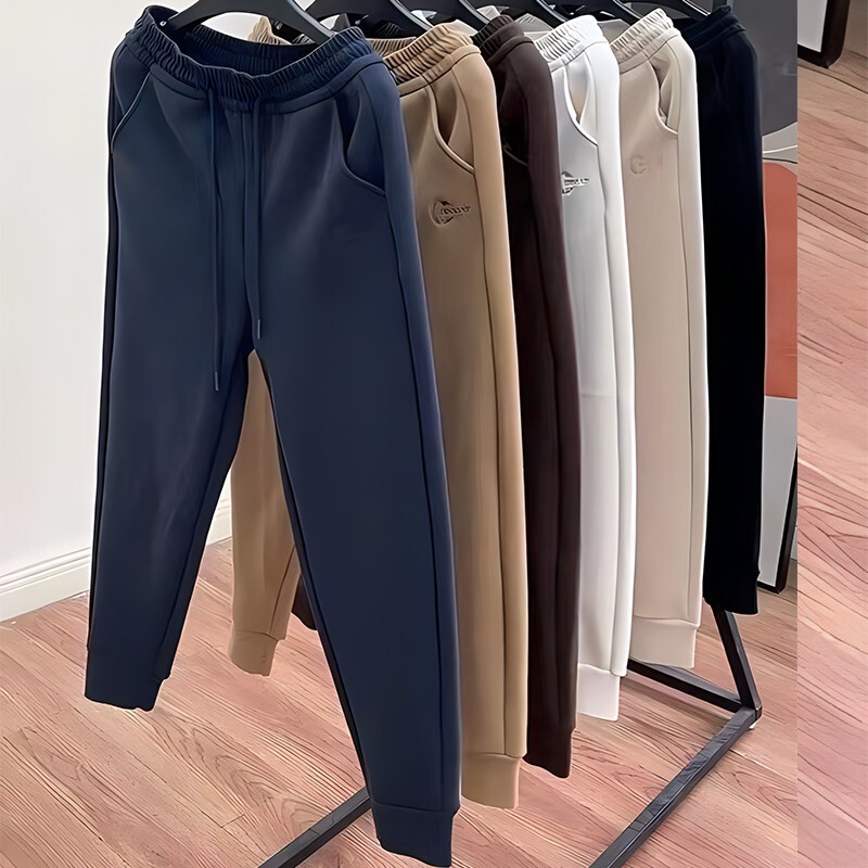 Black Velvet Windproof Pants for Women, New Winter Thick Plus-Size Fleece Sports Casual White Sweatpants for Autumn