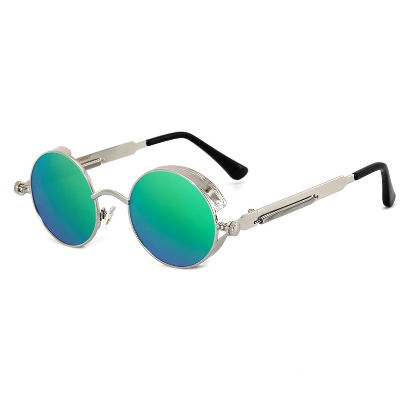 European and American Round Frame Sunglasses, Metal Spring Prince Glasses, Colorful Men's Glasses, Cross-Border Steampunk Sunglasses, Uv400