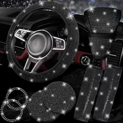 Mat, Gear Shift Cover, Steering wheel cover - black-38cm