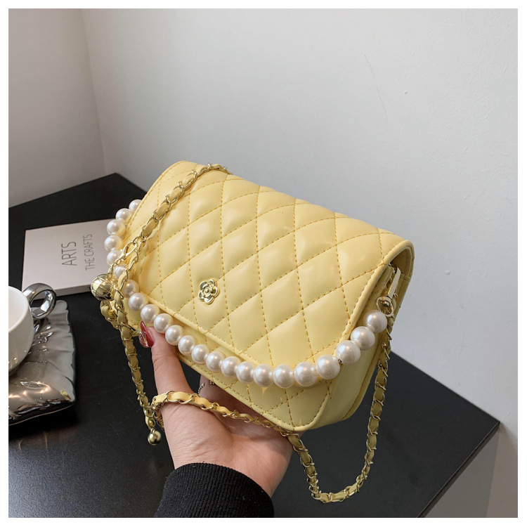 Fashion Pearl Chain Rhombus Embroidery Thread Messenger Small Square Bag Wholesale display picture 84