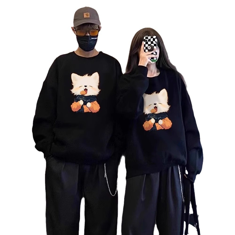 다른 연인 원피스 조끼 2024 새로운 봄과 가을과 겨울 기모 틈새 라운드 목 재미있는 미국인