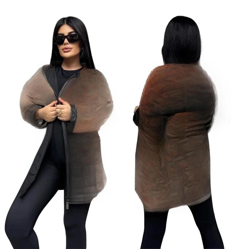 Casual Long Windbreaker with Zipper, Fashionable Women's Stylish Commuter Windbreaker, Double-Layer Large Coat Q6305