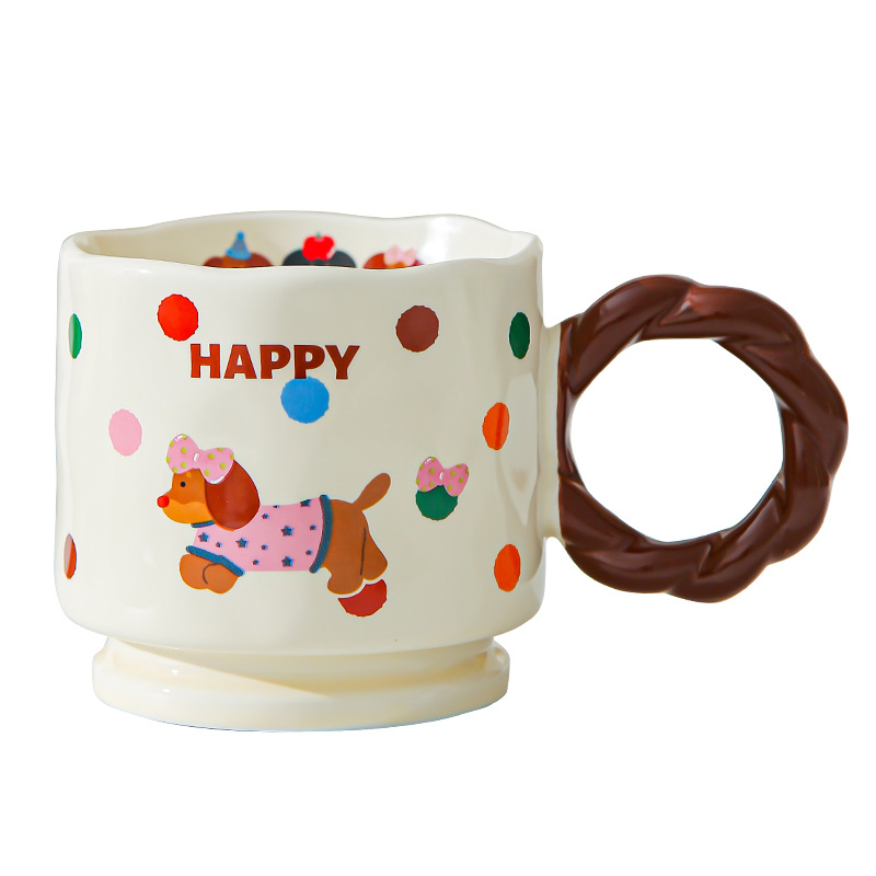 Creativo encantador dibujos animados taza de cerámica Boog taza de alta cara taza de marca taza de pareja taza de agua potable doméstica
