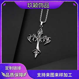亚马逊跨境十字哥特式项链复古经典吊坠颈链简约气质百搭饰品2025