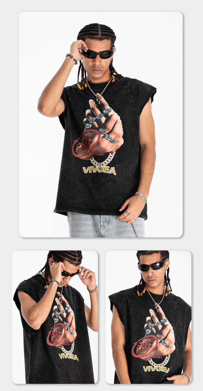 Vintage tank top för herr med fingeravtryck tryck_voghion.com
