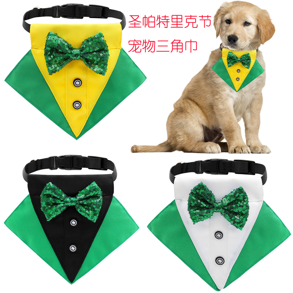 En stock transfronterizo nuevo día de San Patricio perro saliva toalla Irish Day PET bufanda mascota toalla triángulo