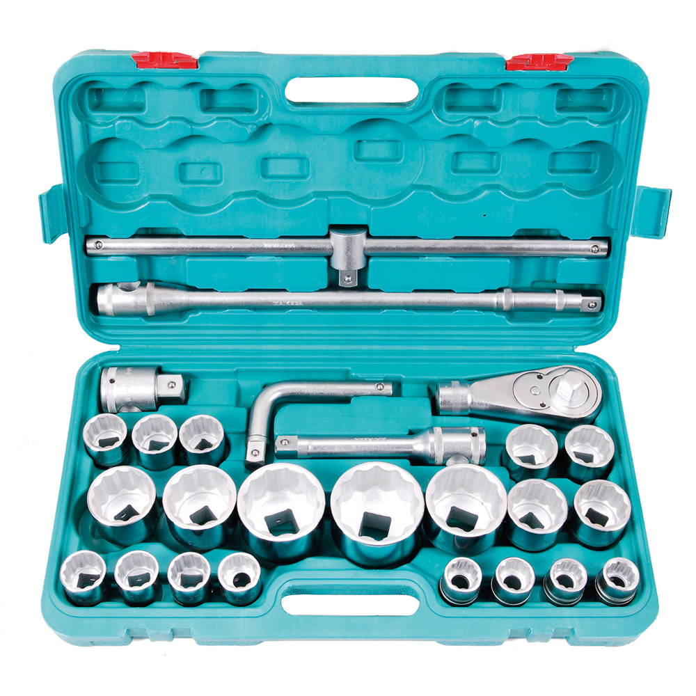 26件套3/4"英制重型套筒扳手弯杆工具箱