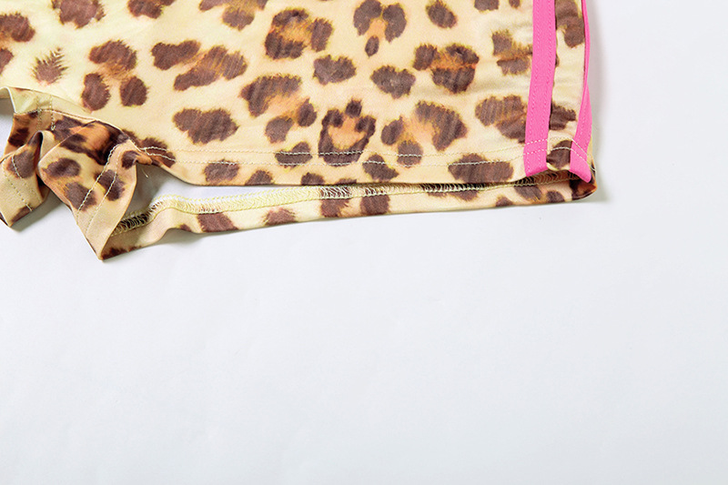 Summer Women Clothing Contrast Color Strap Leopard Print Bikini High Waist Hip Shorts Set 15 Summer Women Clothing Contrast Color Strap Leopard Print Bikini High Waist Hip Shorts Set