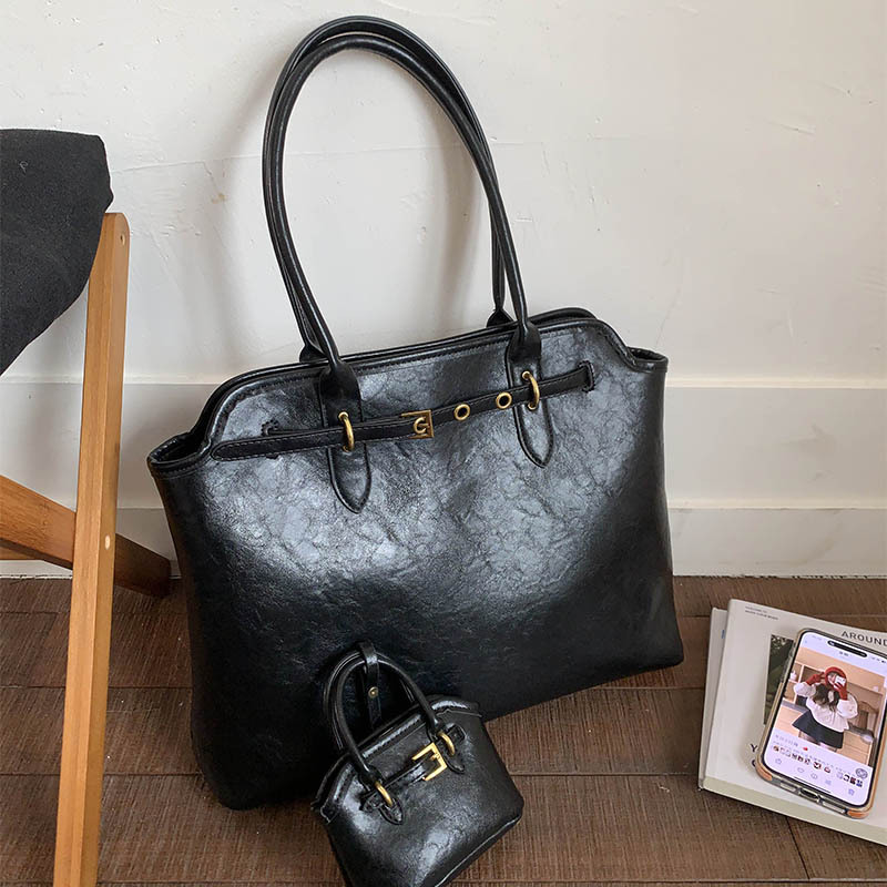 Retro Cowhide Tote Bag For Women 2025 New Arrival Casual Versatile Luxury Large Capacity Shoulder Underarm Bag - Thumbnail 2
