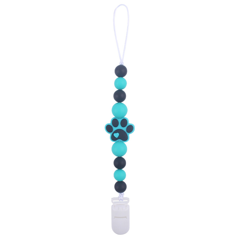 Nuevo bebé suministros dibujos animados perro garra goma creativo bebé lindo silicona mordedura pezón cadena anti-gota cadena