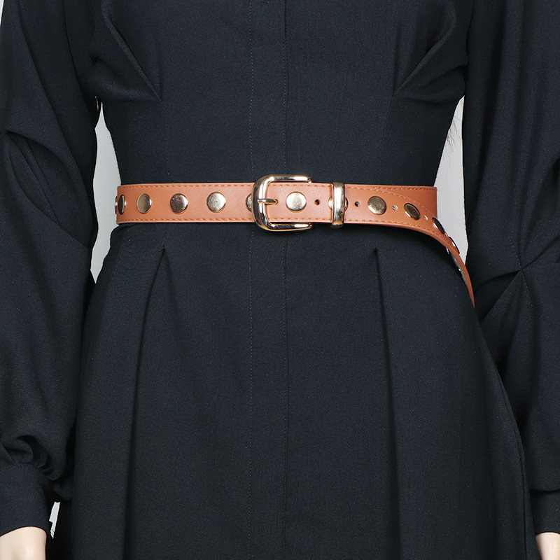 Új szegecses öv, férfi divatos punk farmeröv, férfi és női ifjúsági hip-hop utcai tánchoz való díszítő öv_voghion.com