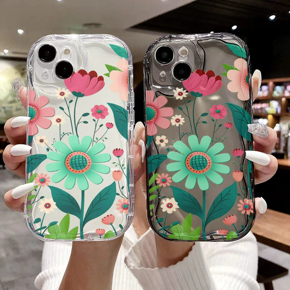 Apple, iPhone 16, кремовый чехол для телефона, цветочный, 14promax, iphone, защита от падений