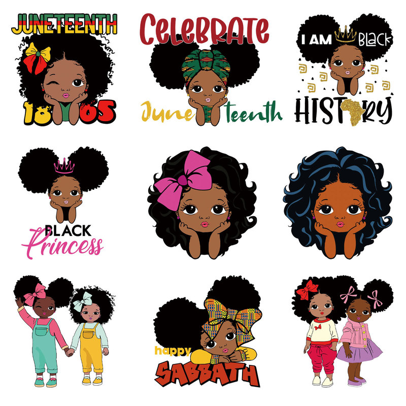 Cross-Border Hot-Selling Juneteenth Heat Transfer Stickers for Girls' Clothing and T-Shirts, In-Stock Cross-Border Hot-Selling Juneteenth Heat Transfer Stickers for Girls' Clothing and T-Shirts, In-Stock