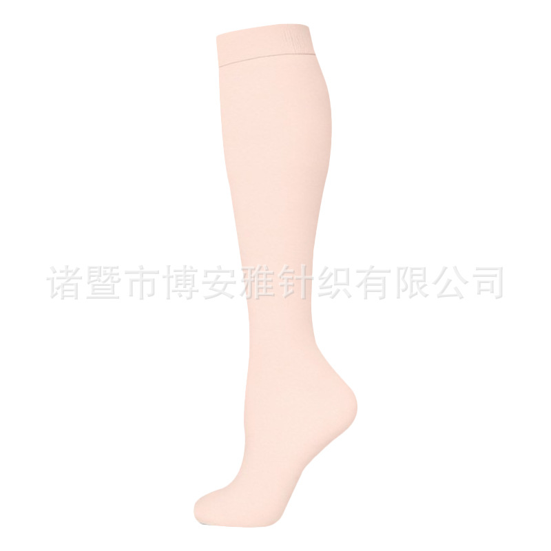 Calcetines de compresión transfronterizos para mujer, calcetines deportivos elásticos de compresión para correr, calcetines de compresión planos de color sólido para enfermeras con soporte para venas.