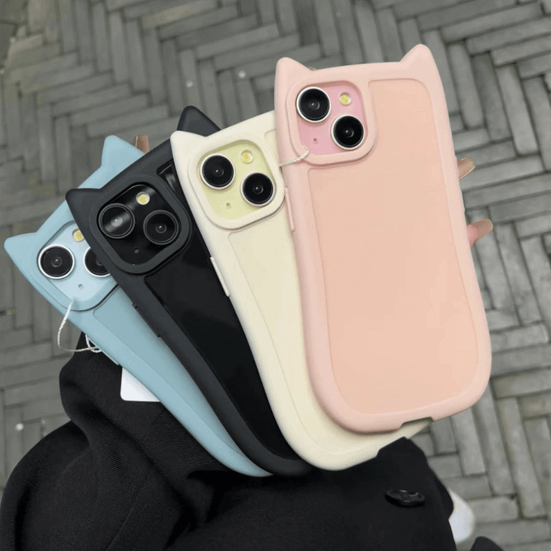 Internet Celebrity Explosions High Color Value Cat Ear Mobile Phone Shell Soft Silicone iPhone15pro14 Couple 11promax121