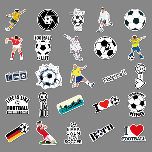50 Football Doodle Sticker Personalized Cross-border Cartoon Sports DIY Skateboard Luggage Sticker Waterproof