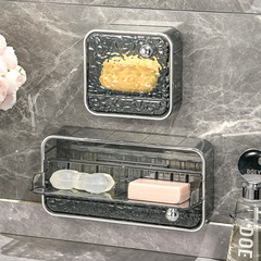 Soap Dispenser Wall-Mounted Drain Home Hole-Free Creative New Double Layer Storage Shelf Bathroom Shower Soap Dispenser