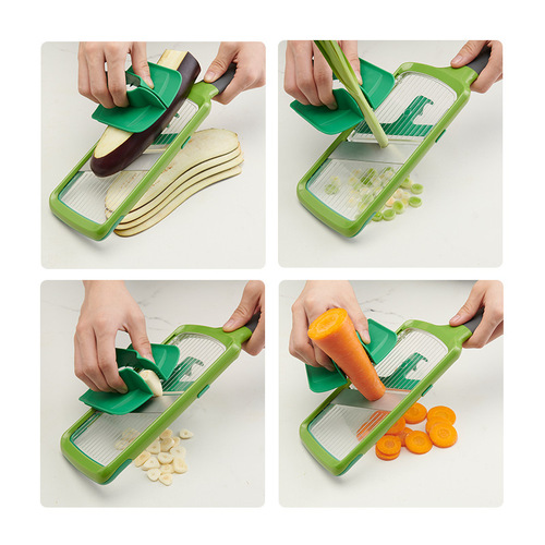 Adjustable fruit and vegetable slicer with hand guard, kitchen household vegetable slicer, slicing fruit and vegetable cutting board