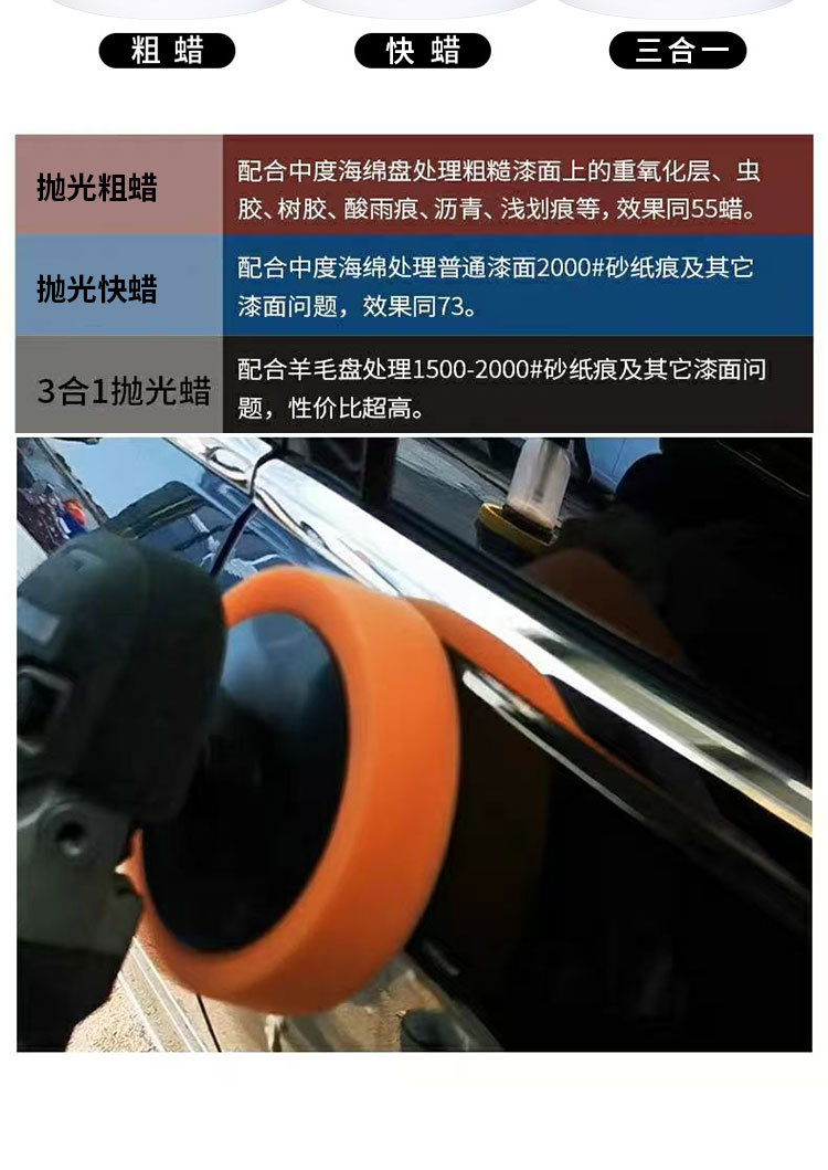 Car Three-In-One Polishing Wax, Water-Based Abrasive, Coarse Wax, Medium Wax, Fine Wax, Mirror Restoration, for Used Cars, Large Container